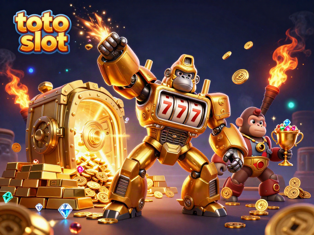 Experience excitement with the toto slot and win big as the golden gorilla mech unleashes coins.