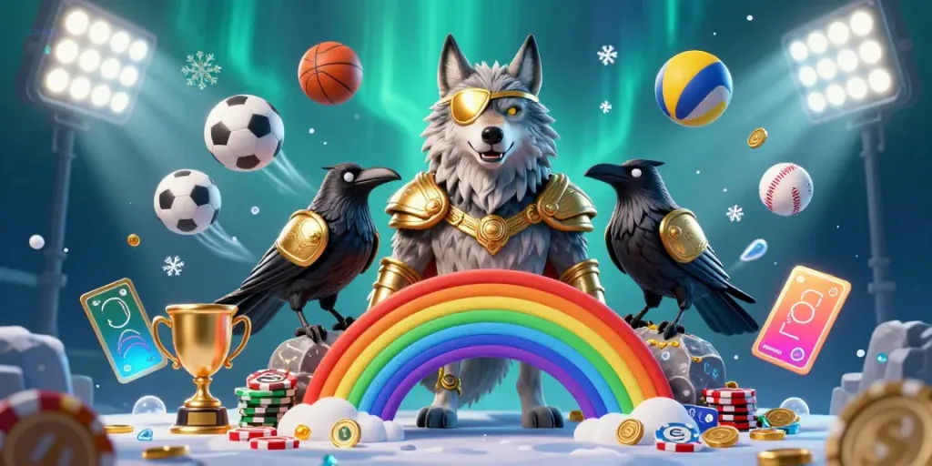 Experience thrilling casino action with 11bet featuring Odin and his ravens at a vibrant gaming scene.