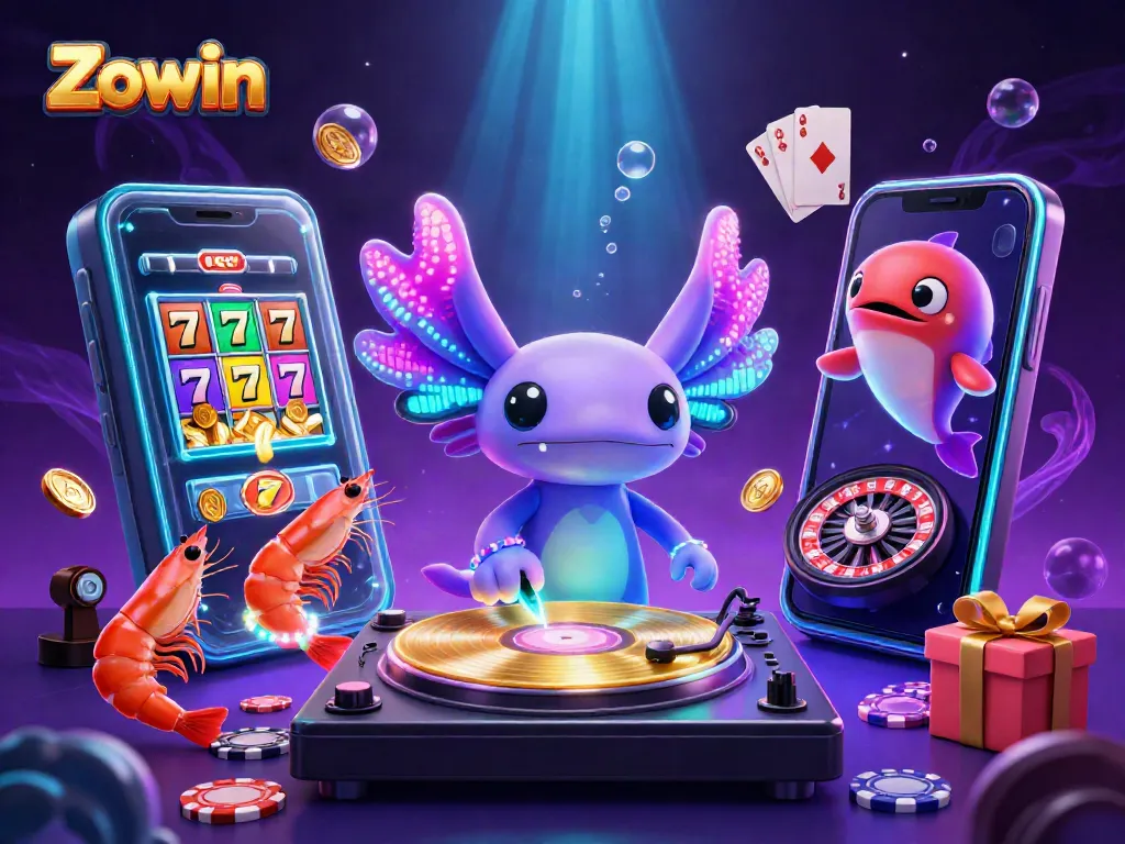 Experience the excitement of Zowin's vibrant casino scenes with an energetic DJ and dynamic game elements