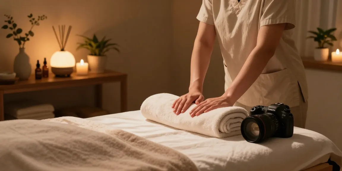 광명출장마사지 session setup with essential oils and soothing ambiance.