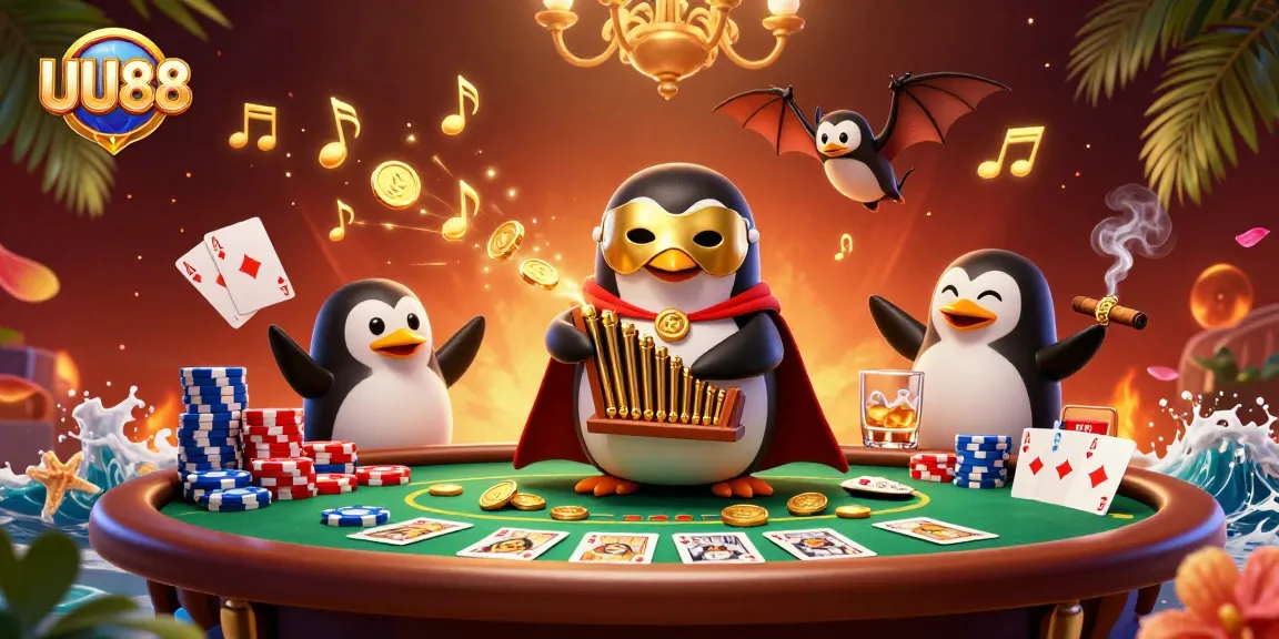 Experience dynamic gameplay action with UU88 at a vibrant casino scene featuring poker elements.