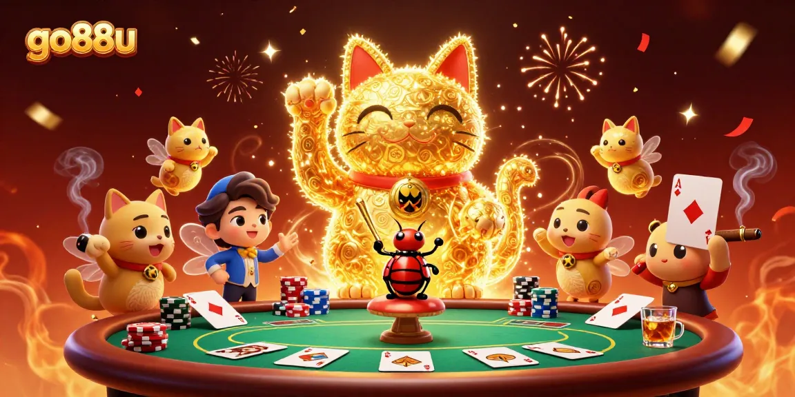 Play exciting casino games with go88u in this vibrant and detailed illustration.