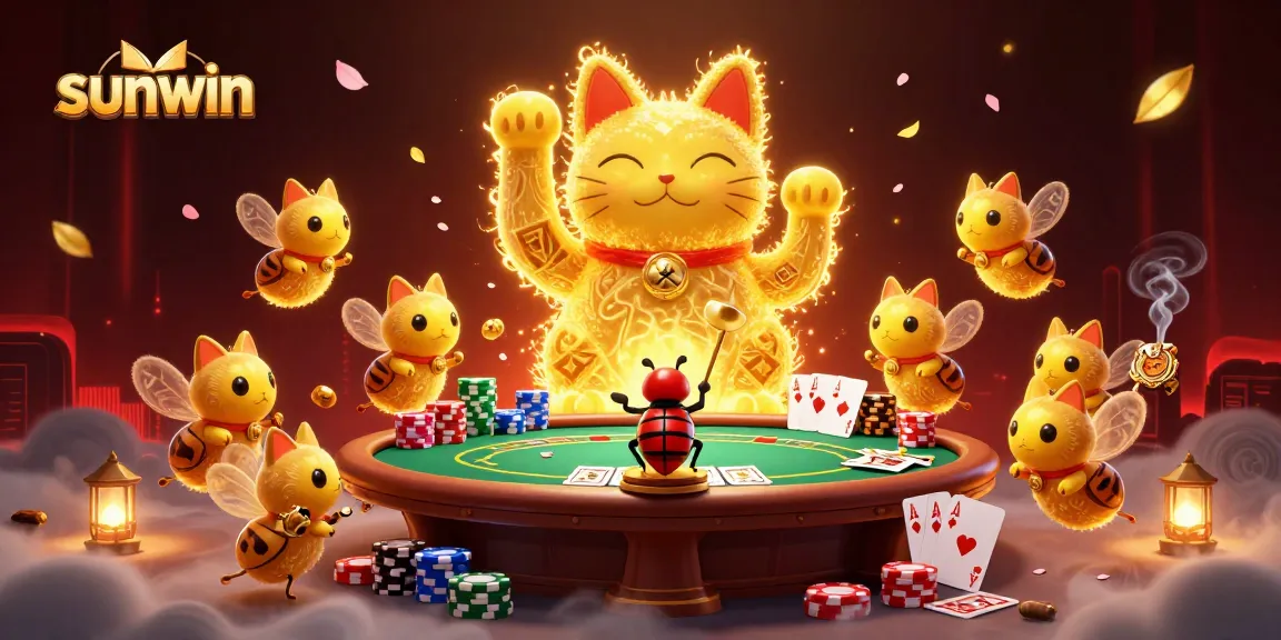 Engage with sunwin's vibrant casino experience featuring a lucky cat and dynamic game elements.