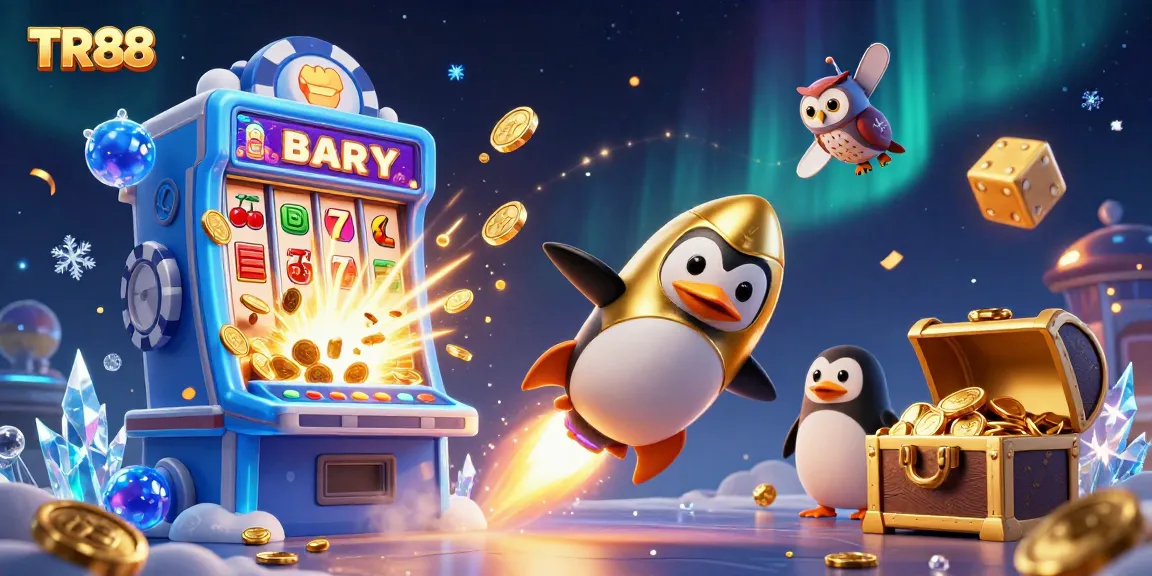 Engage with TR88's exciting casino world featuring a penguin and jackpot elements.