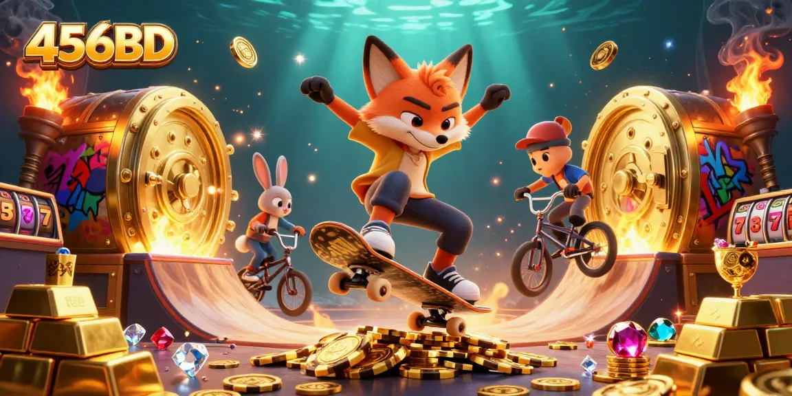 Experience the thrill of winning at 456BD with lively characters in a dynamic casino scene.